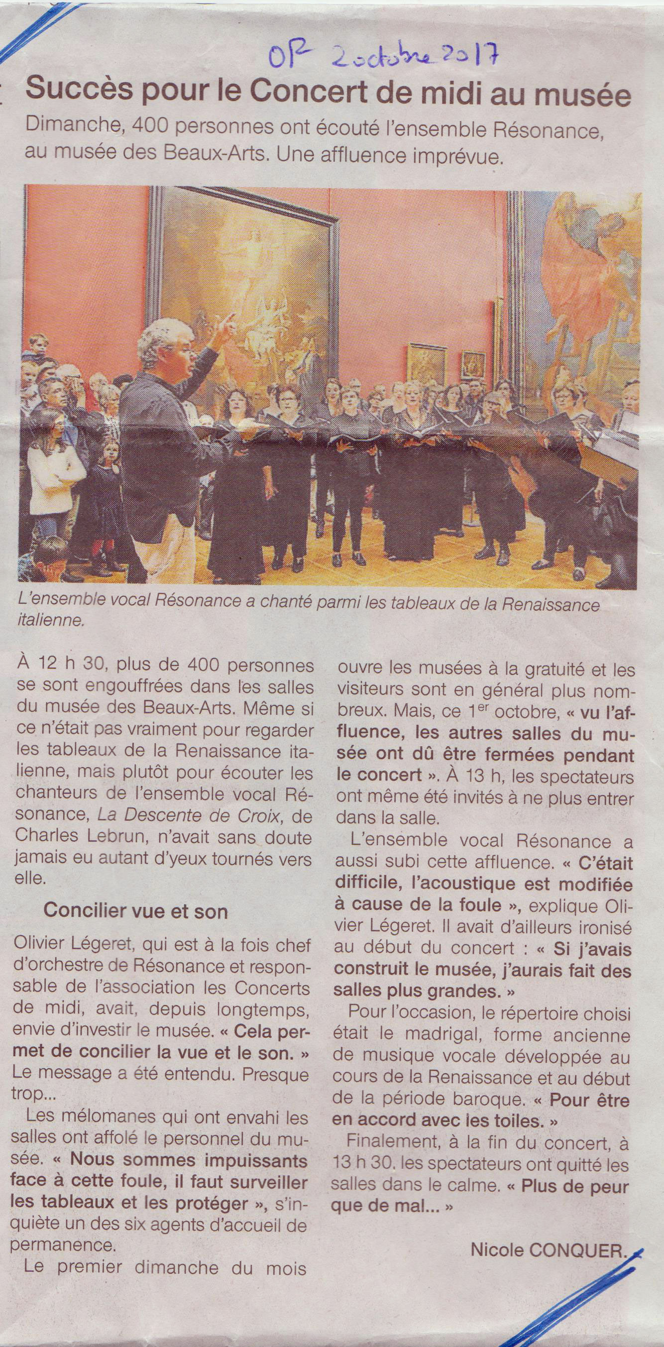 revue de presse - ouest France 2 oct 2017