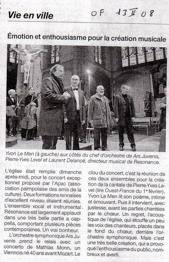 revue de presse OuestFrance13Fev2008